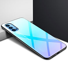 Silicone Frame Mirror Case Cover for Oppo Reno4 Pro 5G Sky Blue