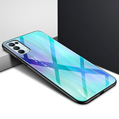 Silicone Frame Mirror Case Cover for Oppo Reno5 Pro 5G Cyan