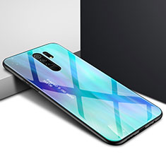 Silicone Frame Mirror Case Cover for Xiaomi Redmi 9 Prime India Cyan