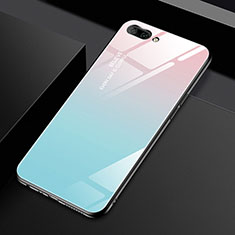 Silicone Frame Mirror Case Cover M02 for Oppo AX5 Mint Blue