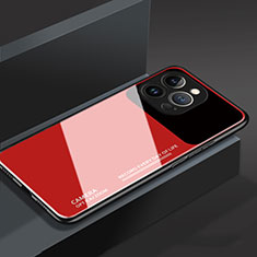 Silicone Frame Mirror Case Cover M03 for Apple iPhone 15 Pro Max Red