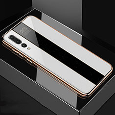 Silicone Frame Mirror Case Cover M04 for Huawei P20 Pro White