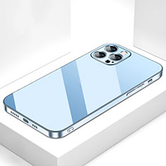 Silicone Frame Mirror Case Cover M05 for Apple iPhone 15 Pro Blue