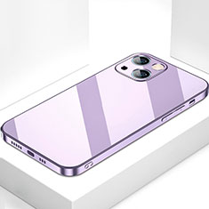 Silicone Frame Mirror Case Cover M09 for Apple iPhone 15 Plus Purple