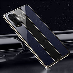 Silicone Frame Mirror Case Cover T01 for Oppo Find X2 Blue