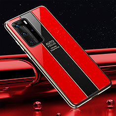 Silicone Frame Mirror Case Cover T04 for Huawei P40 Pro Red