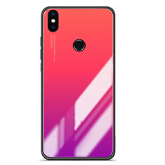 Silicone Frame Mirror Gradient Case Cover for Xiaomi Mi A2 Hot Pink