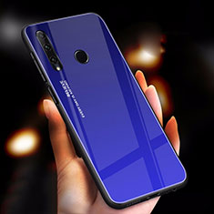 Silicone Frame Mirror Rainbow Gradient Case Cover for Huawei Honor 20i Blue