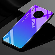 Silicone Frame Mirror Rainbow Gradient Case Cover for Huawei Mate 30 Pro Blue