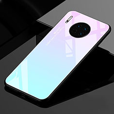 Silicone Frame Mirror Rainbow Gradient Case Cover for Huawei Mate 30E Pro 5G Cyan