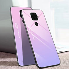 Silicone Frame Mirror Rainbow Gradient Case Cover for Huawei Nova 5i Pro Pink