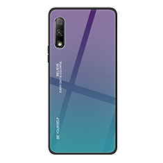 Silicone Frame Mirror Rainbow Gradient Case Cover for Huawei P Smart Z (2019) Purple