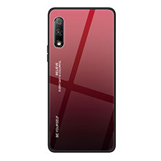 Silicone Frame Mirror Rainbow Gradient Case Cover for Huawei Y9 Prime (2019) Red