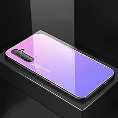 Silicone Frame Mirror Rainbow Gradient Case Cover for Oppo K5 Purple
