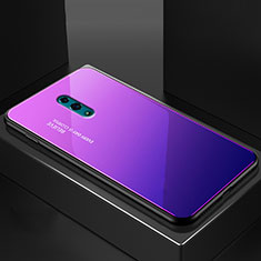 Silicone Frame Mirror Rainbow Gradient Case Cover for Oppo Reno Purple