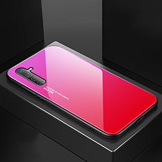 Silicone Frame Mirror Rainbow Gradient Case Cover for Realme XT Pink