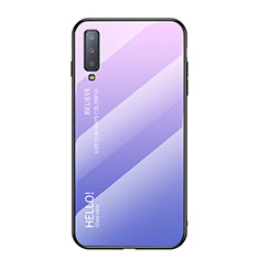 Silicone Frame Mirror Rainbow Gradient Case Cover for Samsung Galaxy A7 (2018) A750 Clove Purple