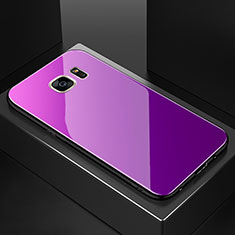 Silicone Frame Mirror Rainbow Gradient Case Cover for Samsung Galaxy S7 Edge G935F Purple