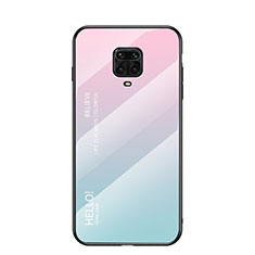 Silicone Frame Mirror Rainbow Gradient Case Cover for Xiaomi Poco M2 Pro Cyan