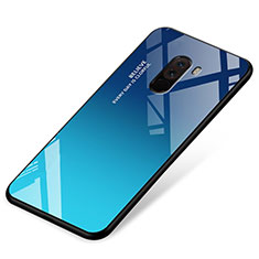 Silicone Frame Mirror Rainbow Gradient Case Cover for Xiaomi Pocophone F1 Blue