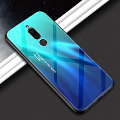 Silicone Frame Mirror Rainbow Gradient Case Cover for Xiaomi Redmi 8 Sky Blue
