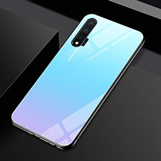 Silicone Frame Mirror Rainbow Gradient Case Cover H01 for Huawei Nova 6 5G Sky Blue