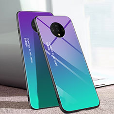 Silicone Frame Mirror Rainbow Gradient Case Cover H01 for OnePlus 7T Green