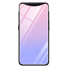 Silicone Frame Mirror Rainbow Gradient Case Cover H01 for Oppo Find X Pink