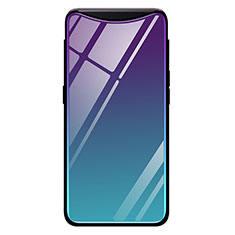 Silicone Frame Mirror Rainbow Gradient Case Cover H01 for Oppo Find X Super Flash Edition Blue