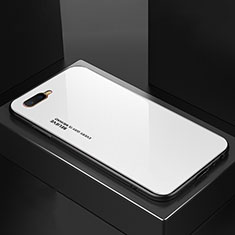Silicone Frame Mirror Rainbow Gradient Case Cover H01 for Oppo R17 Neo White