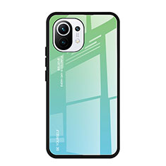Silicone Frame Mirror Rainbow Gradient Case Cover H01 for Xiaomi Mi 11 Lite 5G Green