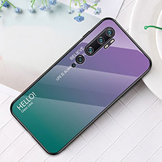 Silicone Frame Mirror Rainbow Gradient Case Cover H01 for Xiaomi Mi Note 10 Green