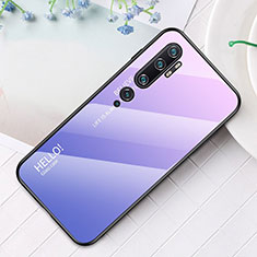 Silicone Frame Mirror Rainbow Gradient Case Cover H01 for Xiaomi Mi Note 10 Purple