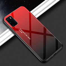 Silicone Frame Mirror Rainbow Gradient Case Cover H02 for Huawei Honor View 30 Pro 5G Red