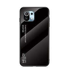 Silicone Frame Mirror Rainbow Gradient Case Cover H02 for Xiaomi Mi 11 Lite 5G NE Black