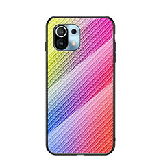 Silicone Frame Mirror Rainbow Gradient Case Cover H03 for Xiaomi Mi 11 Lite 5G Colorful