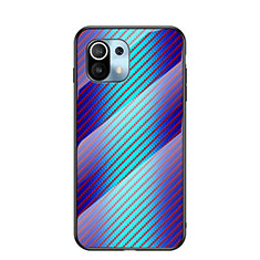 Silicone Frame Mirror Rainbow Gradient Case Cover H03 for Xiaomi Mi 11 Lite 5G NE Blue