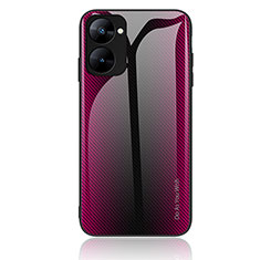 Silicone Frame Mirror Rainbow Gradient Case Cover JM1 for Realme 10S 5G Hot Pink