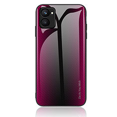 Silicone Frame Mirror Rainbow Gradient Case Cover JM2 for Realme C33 (2023) Hot Pink