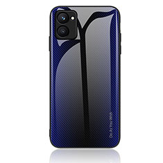 Silicone Frame Mirror Rainbow Gradient Case Cover JM2 for Realme C33 (2023) Navy Blue