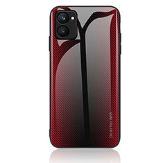 Silicone Frame Mirror Rainbow Gradient Case Cover JM2 for Realme C33 Red