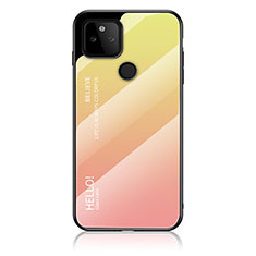 Silicone Frame Mirror Rainbow Gradient Case Cover LS1 for Google Pixel 5a 5G Yellow