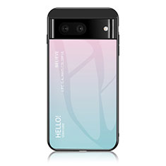 Silicone Frame Mirror Rainbow Gradient Case Cover LS1 for Google Pixel 7 5G Cyan