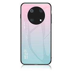 Silicone Frame Mirror Rainbow Gradient Case Cover LS1 for Huawei Enjoy 50 Pro Cyan