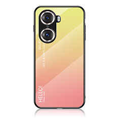 Silicone Frame Mirror Rainbow Gradient Case Cover LS1 for Huawei Honor 60 Pro 5G Yellow