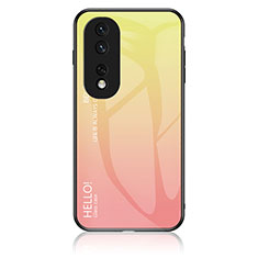 Silicone Frame Mirror Rainbow Gradient Case Cover LS1 for Huawei Honor 80 Pro 5G Yellow