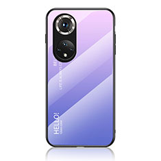 Silicone Frame Mirror Rainbow Gradient Case Cover LS1 for Huawei Nova 9 Pro Clove Purple