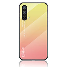 Silicone Frame Mirror Rainbow Gradient Case Cover LS1 for OnePlus Nord CE 5G Yellow