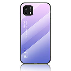 Silicone Frame Mirror Rainbow Gradient Case Cover LS1 for Oppo A16K Clove Purple