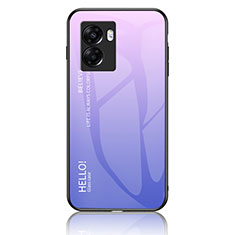 Silicone Frame Mirror Rainbow Gradient Case Cover LS1 for Oppo A77 5G Clove Purple